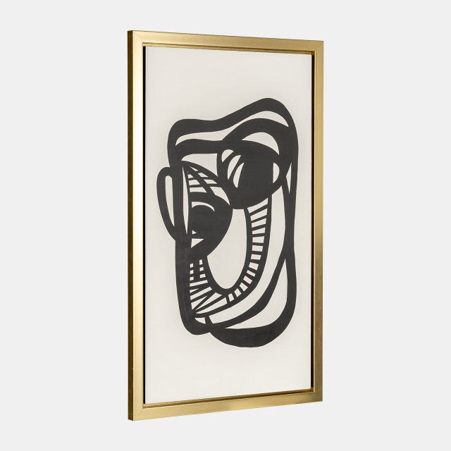 2/ 35x59, Hand Painted Gold Frame Geometric Face, Blk