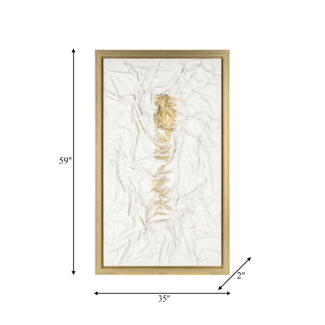 35x59, Hand Painted Textured Acrylic, Wht/gold set of 2