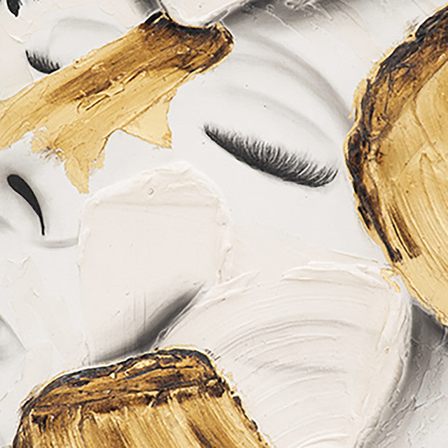 36x59, Hand Painted Deep Thought, Wht/gld set of two