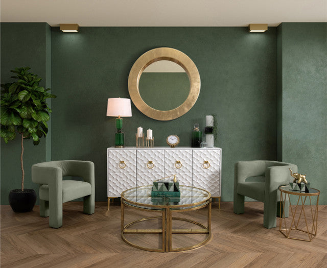 Console Cabinet, Blk/gld wht/gld