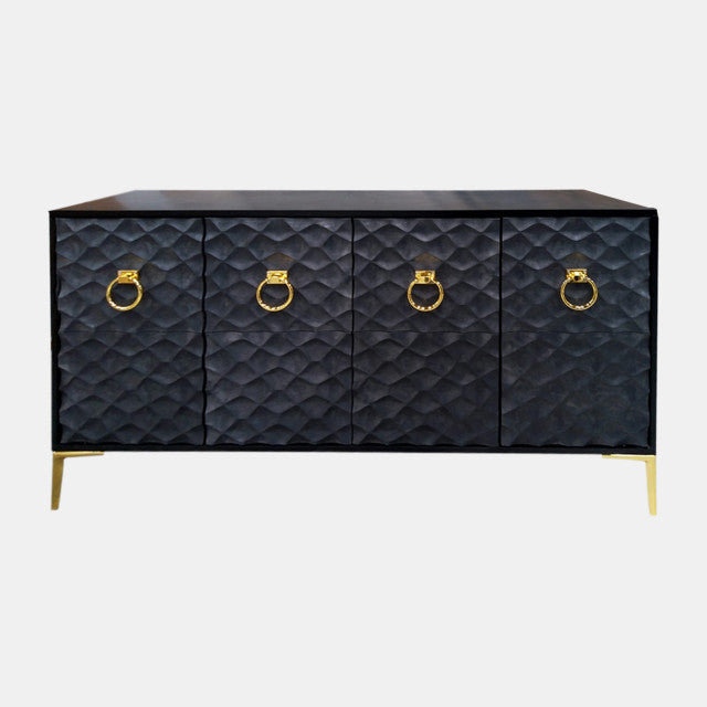 Console Cabinet, Blk/gld wht/gld