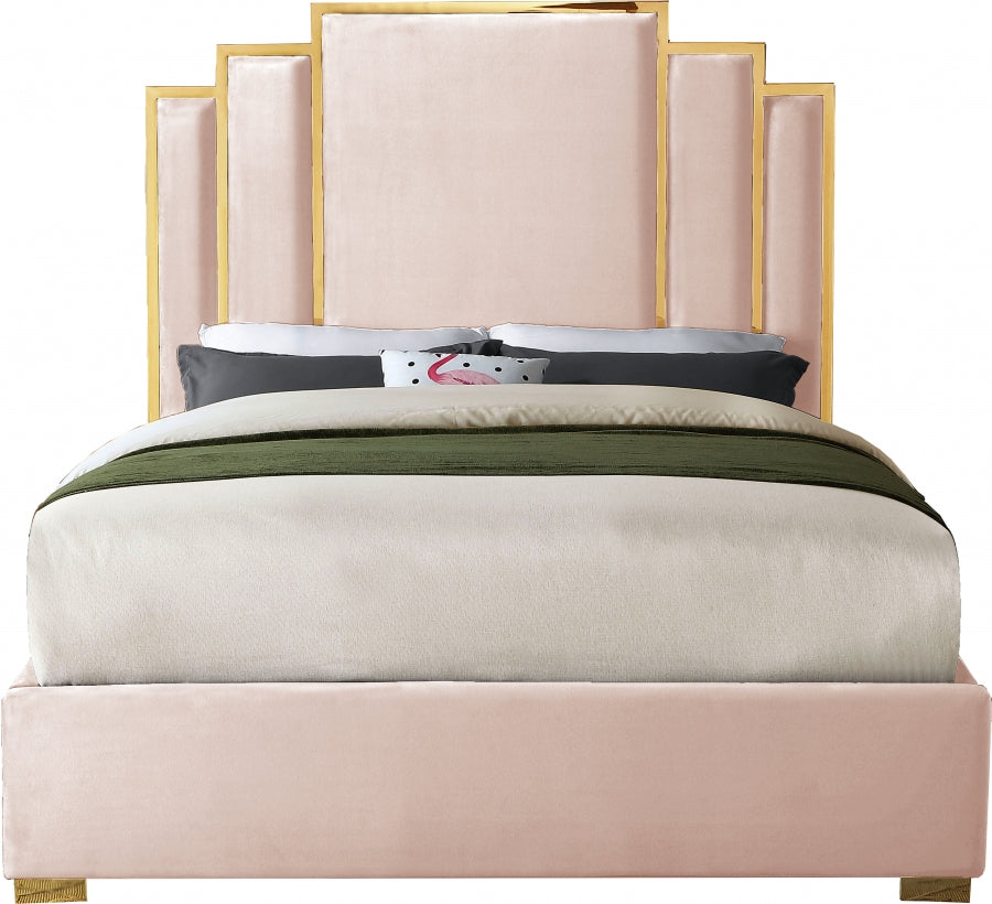 ROYAL BLACK VELVET GOLD BED