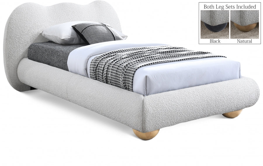Hyde Boucle Fabric Twin Bed -NEW