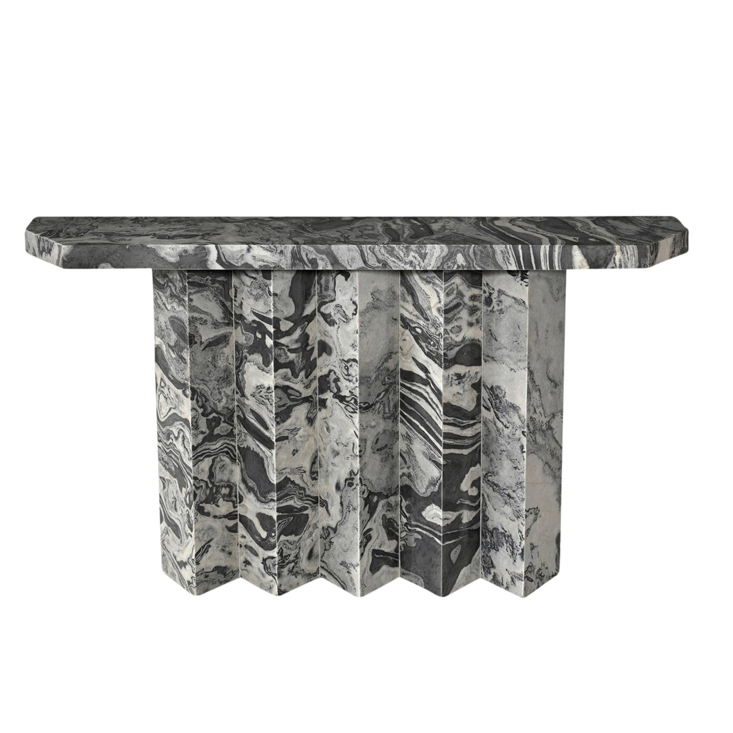 54" MARQUETTE MARBLE CONSOLE TABLE, BLACK KD 2BX