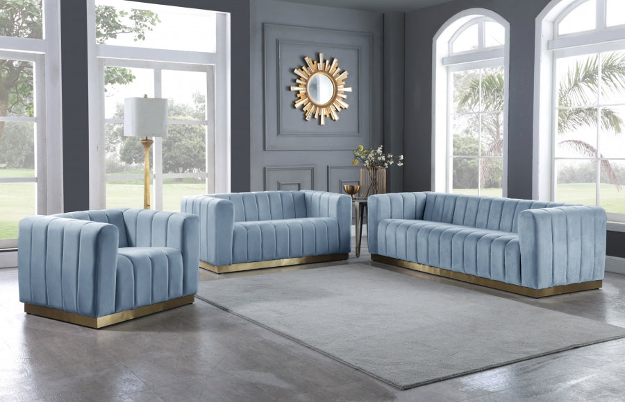 SKY BLUE VELVET SOFA