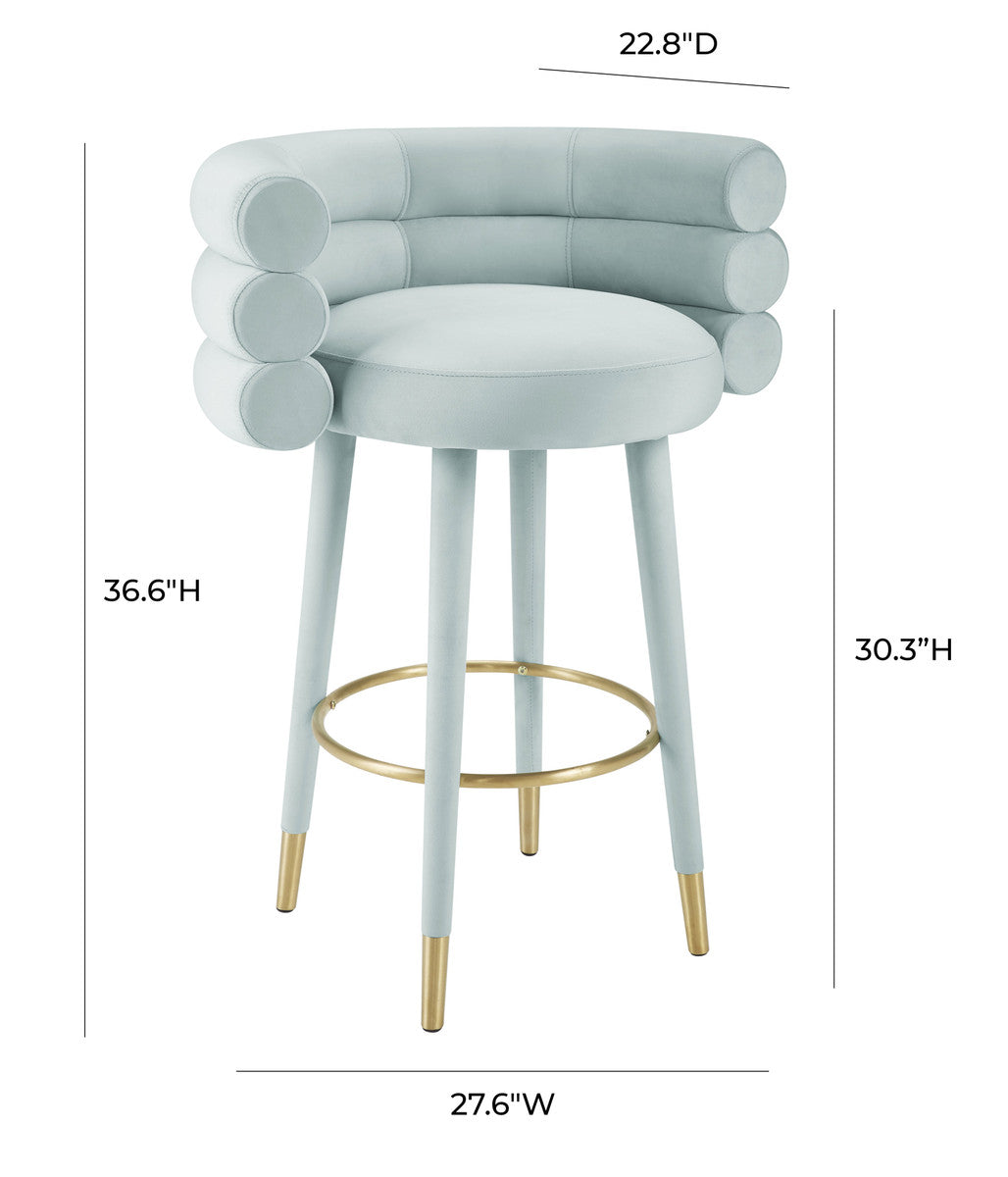 BETTY SEA FOAM GREEN VELVET BARSTOOLS