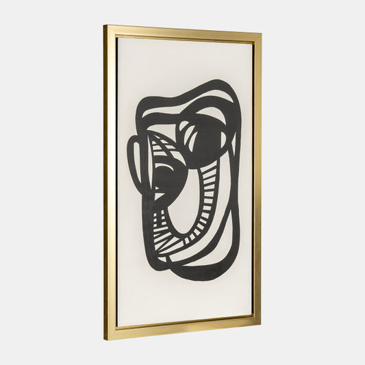 2/ 35x59, Hand Painted Gold Frame Geometric Face, Blk