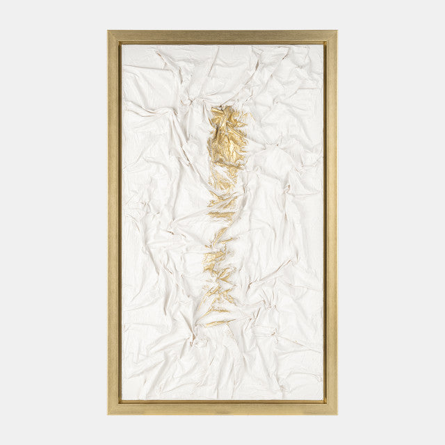 35x59, Hand Painted Textured Acrylic, Wht/gold set of 2