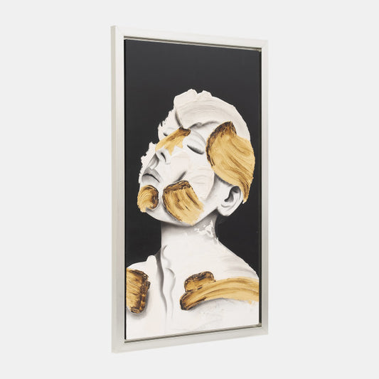 36x59, Hand Painted Deep Thought, Wht/gld set of two
