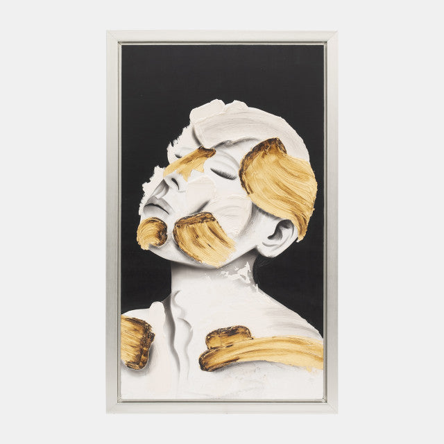 36x59, Hand Painted Deep Thought, Wht/gld set of two