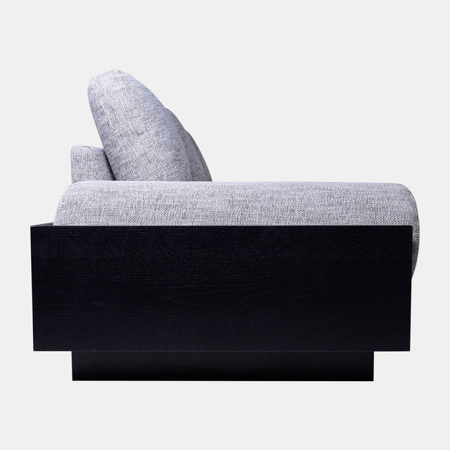 3- Seater Bolster Sofa - Black Wood Base - Tan/blk