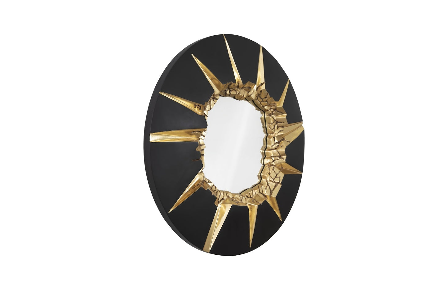 Circular Cracked Mirror Black & Gold