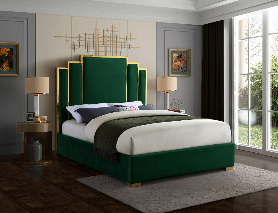 ROYAL BLACK VELVET GOLD BED