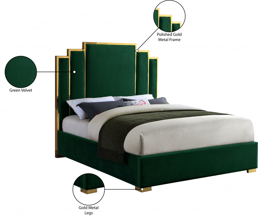 ROYAL BLACK VELVET GOLD BED