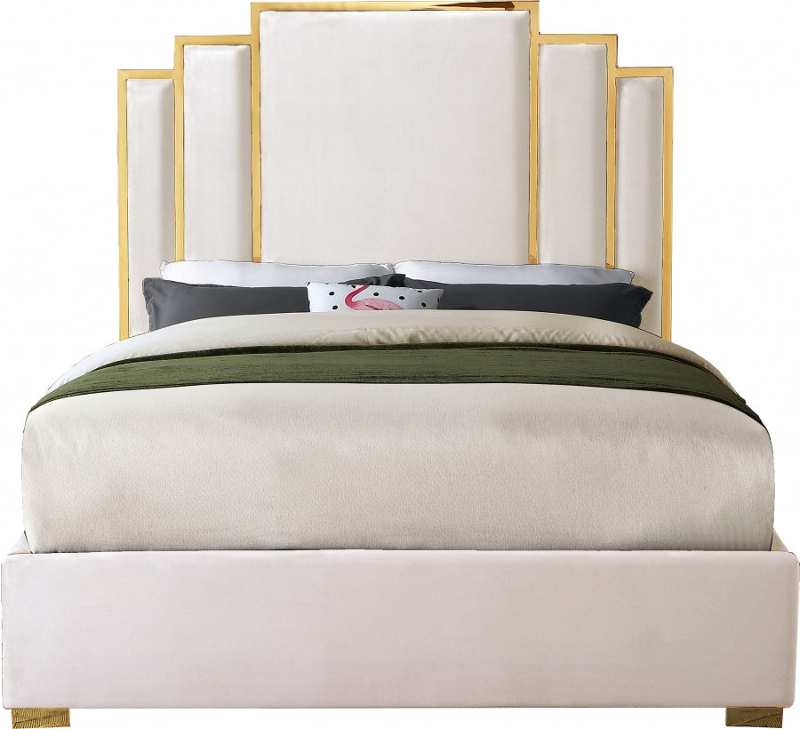 ROYAL BLACK VELVET GOLD BED