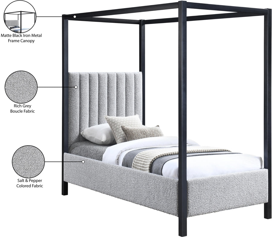 Kelly Boucle Fabric Twin Bed