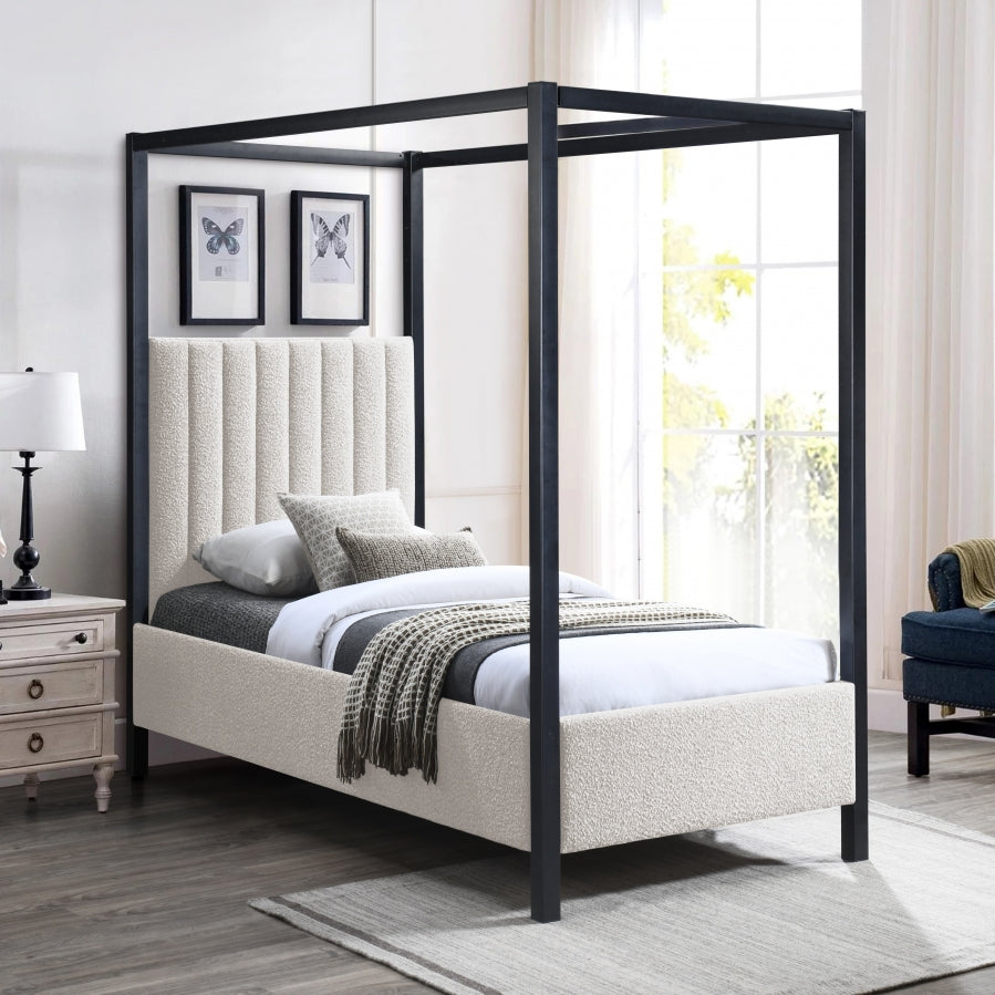 Kelly Boucle Fabric Twin Bed
