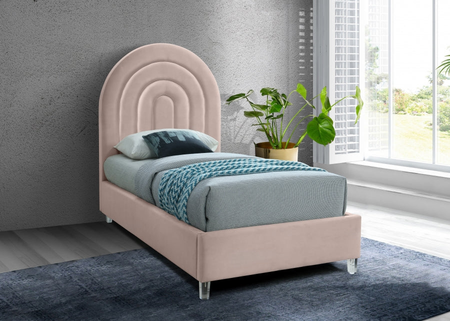 Rainbow Velvet Twin Bed