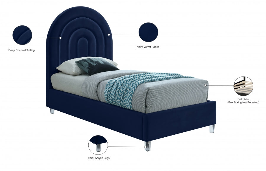 Rainbow Velvet Twin Bed