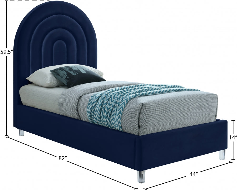 Rainbow Velvet Twin Bed