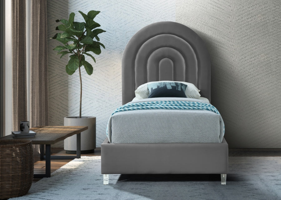 Rainbow Velvet Twin Bed