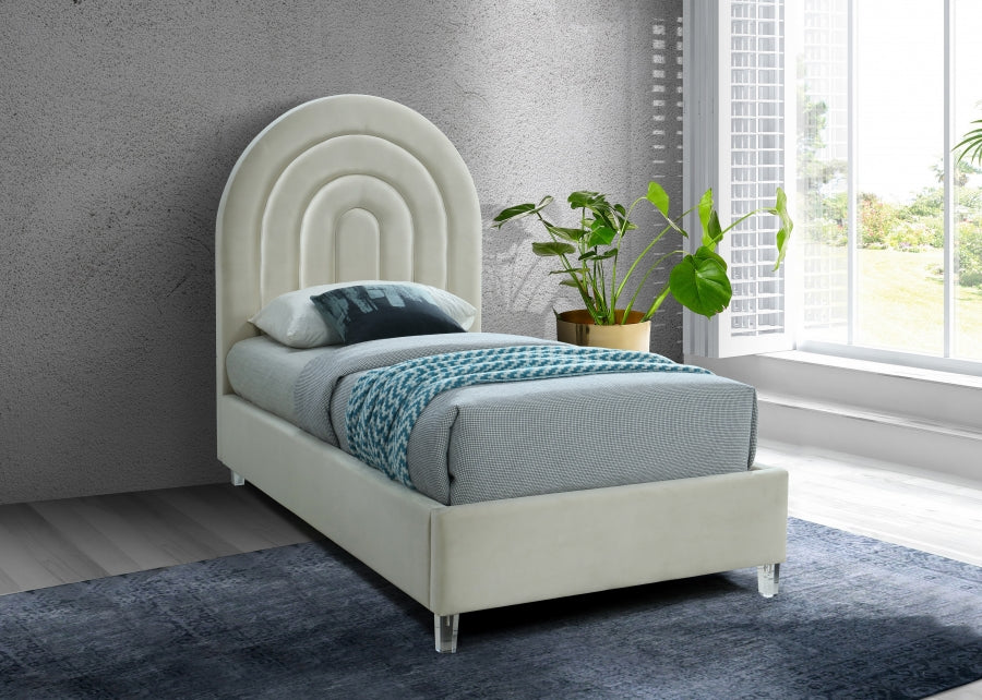 Rainbow Velvet Twin Bed