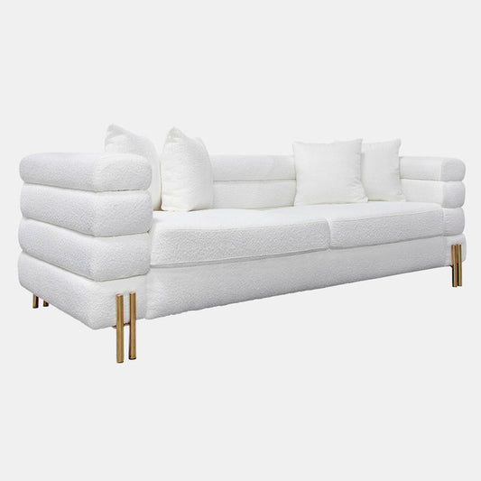Stainless Steel, Bolstered 3-seater Sofa, White