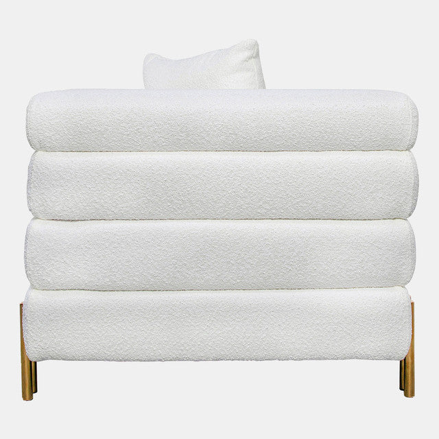 Stainless Steel, Bolstered 3-seater Sofa, White