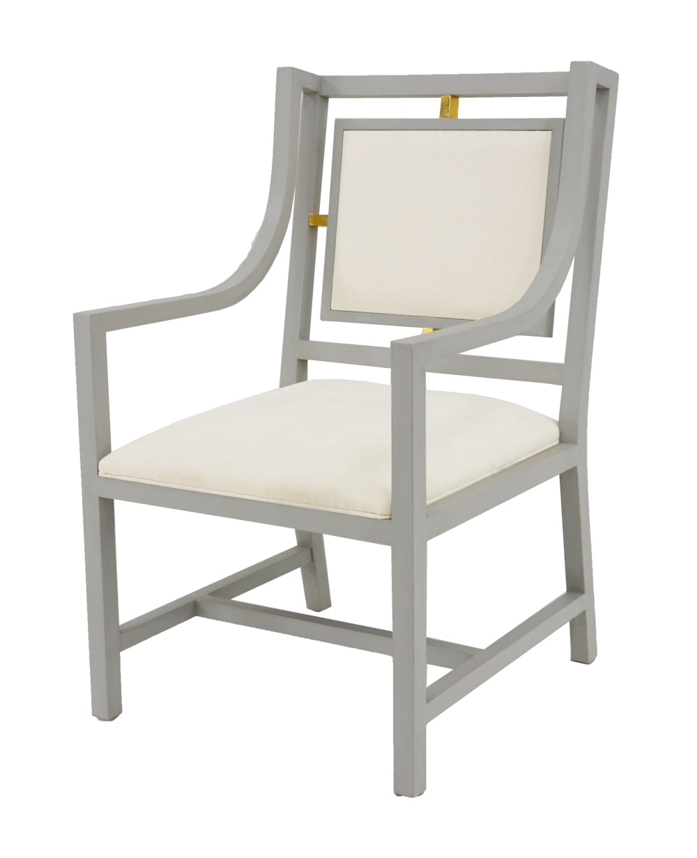 Arm Chair Grey with Gold