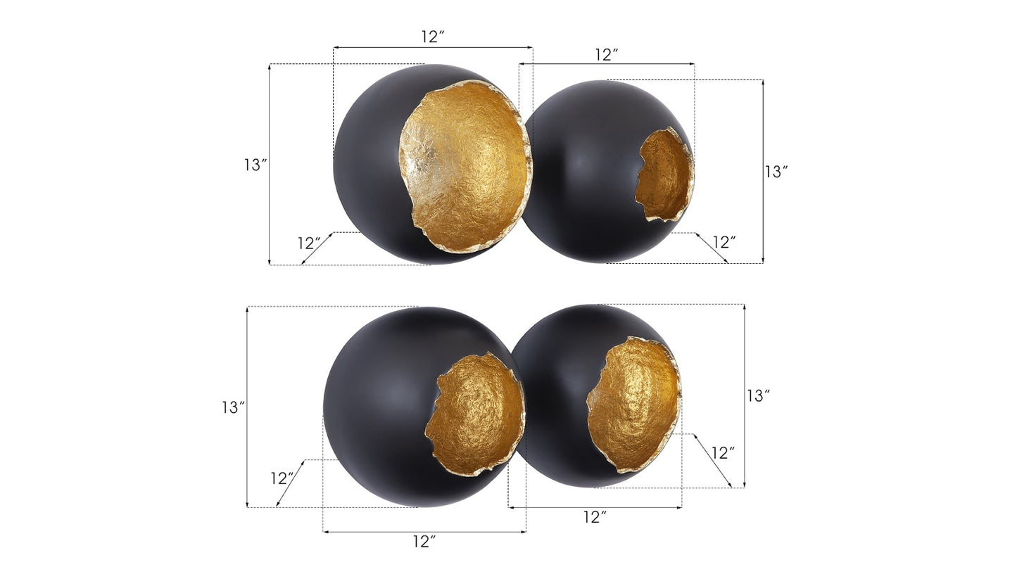 Broken Eggs Wall Art Gold Leaf Black and Gold set of 4