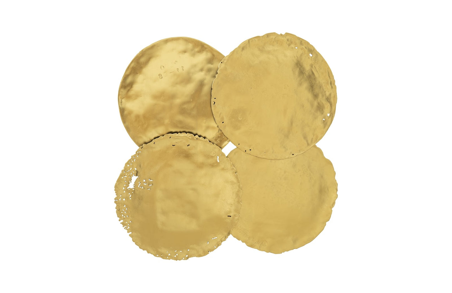 Cast Oil Drum Wall Discs Gold Leaf, Set of 4