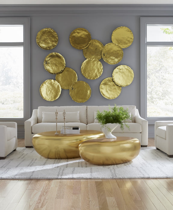 Cast Oil Drum Wall Discs Gold Leaf, Set of 4