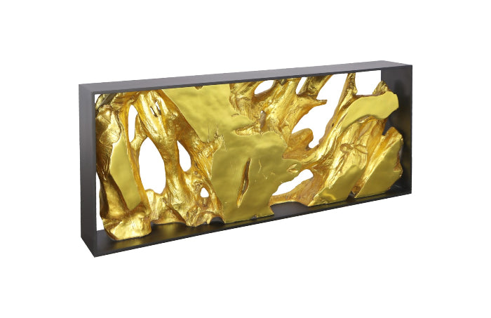 Cast Root Framed Console Table Wood Frame, Resin, Gold Leaf