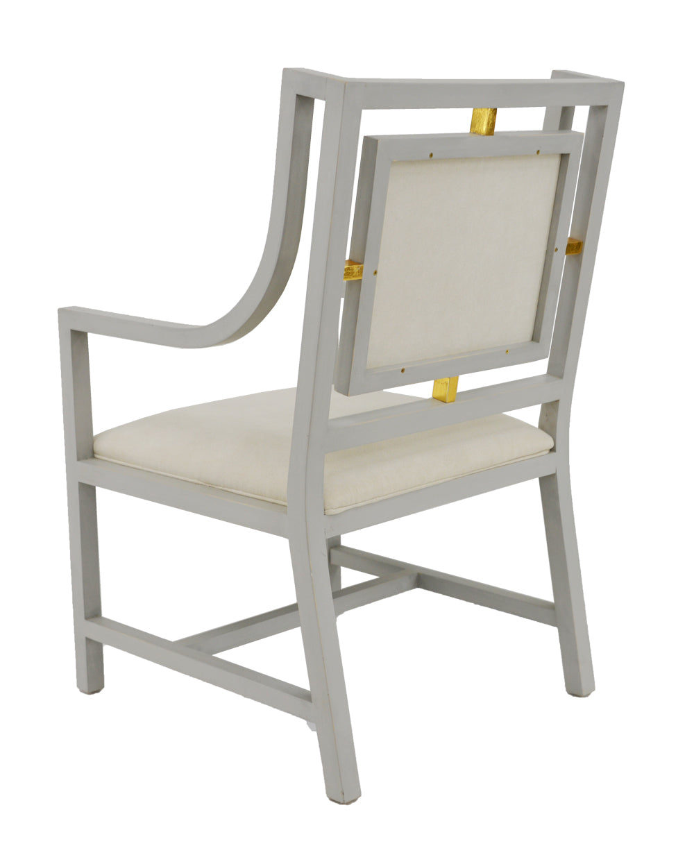 Arm Chair Grey with Gold