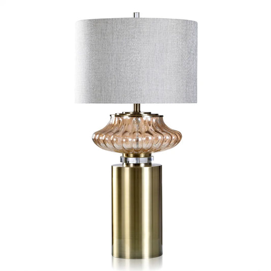 HEPBURN TABLE LAMP | Gold Finish on Glass with Brass Metal Base | Hardback Shade