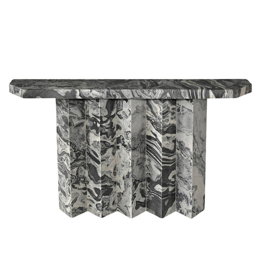 54" MARQUETTE MARBLE CONSOLE TABLE, BLACK KD 2BX