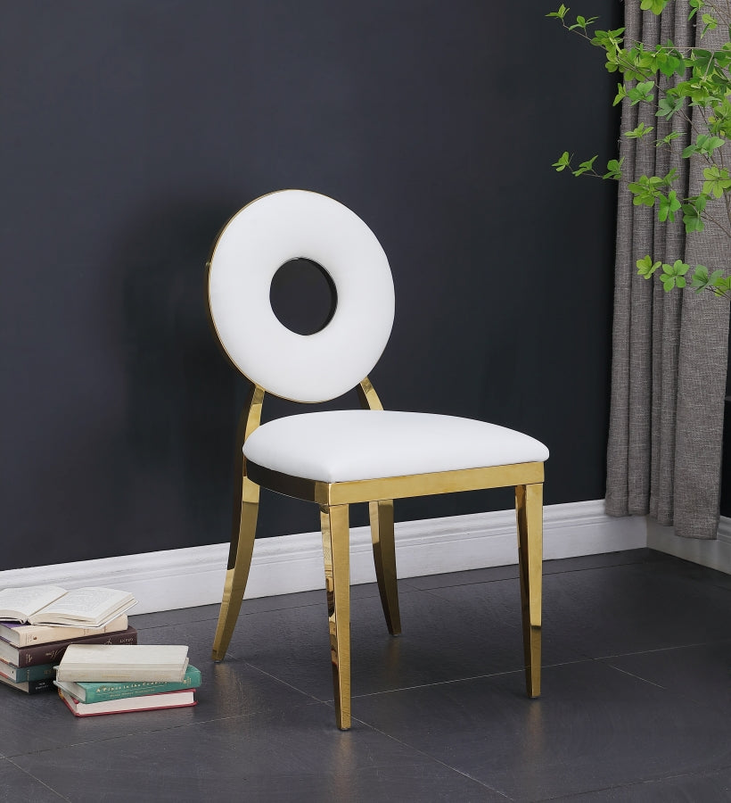 WHITE FAUX LEATHER DINING CHAIR