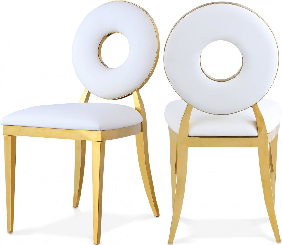 WHITE FAUX LEATHER DINING CHAIR