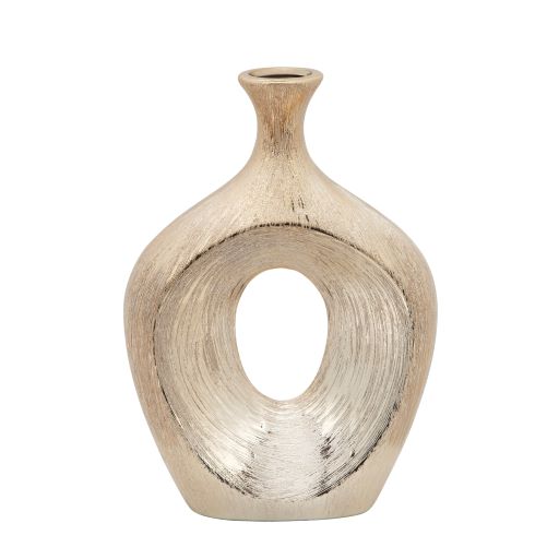 13" SCRATCHED OVAL VASE CUT-OUT | Champagne
