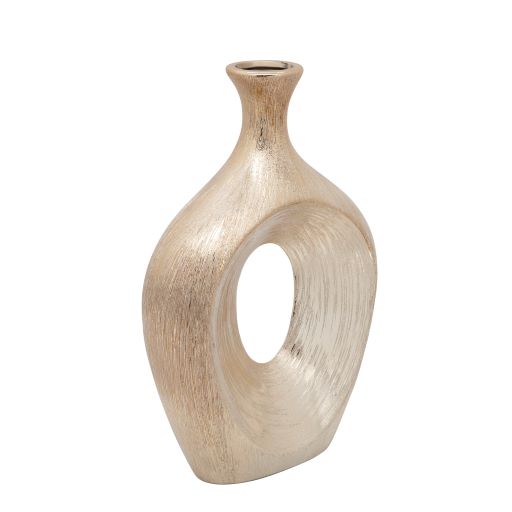 13" SCRATCHED OVAL VASE CUT-OUT | Champagne