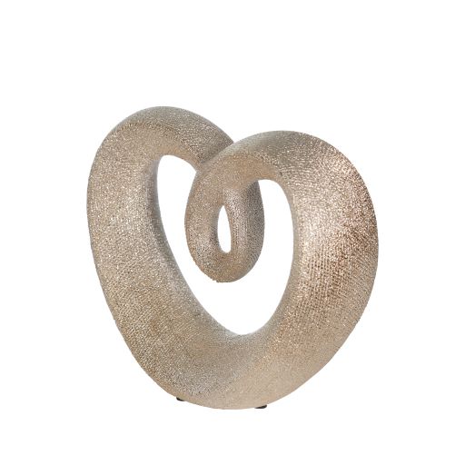 CERAMIC 8" BEADED HEART ACCENT | Champagne