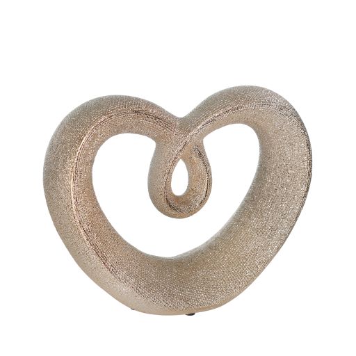 CERAMIC 8" BEADED HEART ACCENT | Champagne