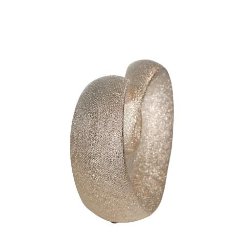 CERAMIC 8" BEADED HEART ACCENT | Champagne