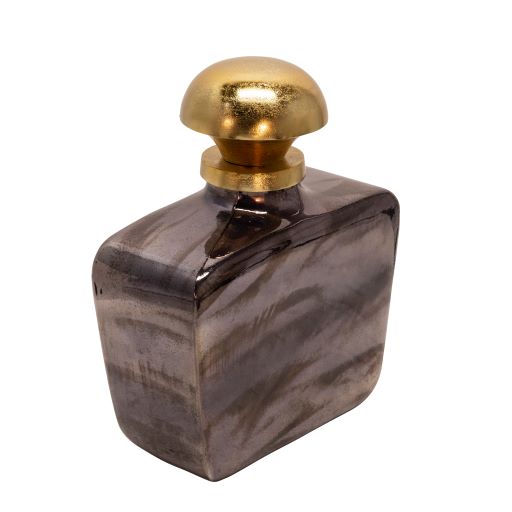 16"H GLASS DECANTER W/ KNOB | Black