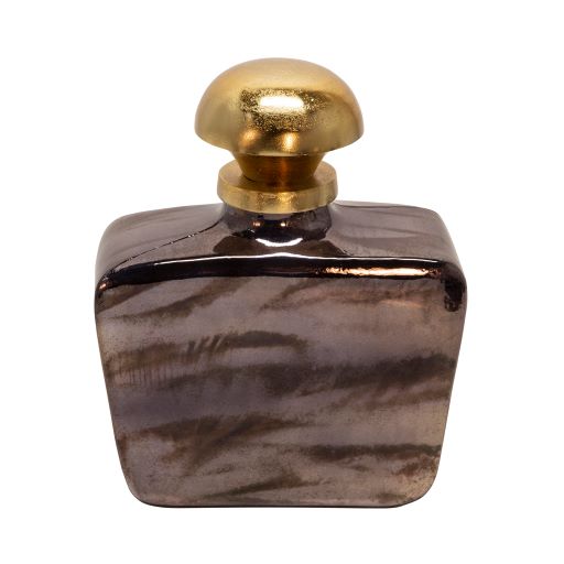 16"H GLASS DECANTER W/ KNOB | Black