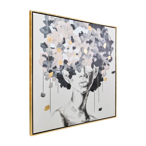 71x71, HAND PNTD IDYLL WOMAN GLD LEAF CANVAS | Multi