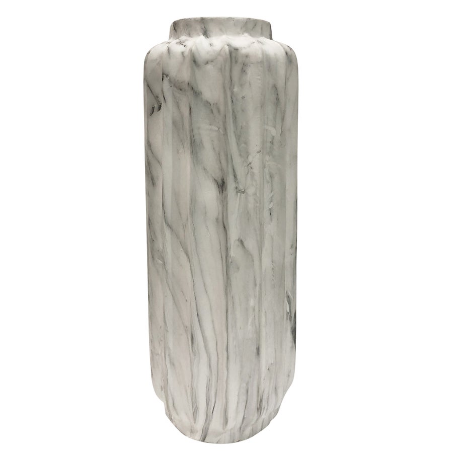 TREVI FLOOR VASE- SMALL | White Marble Finish on Resin