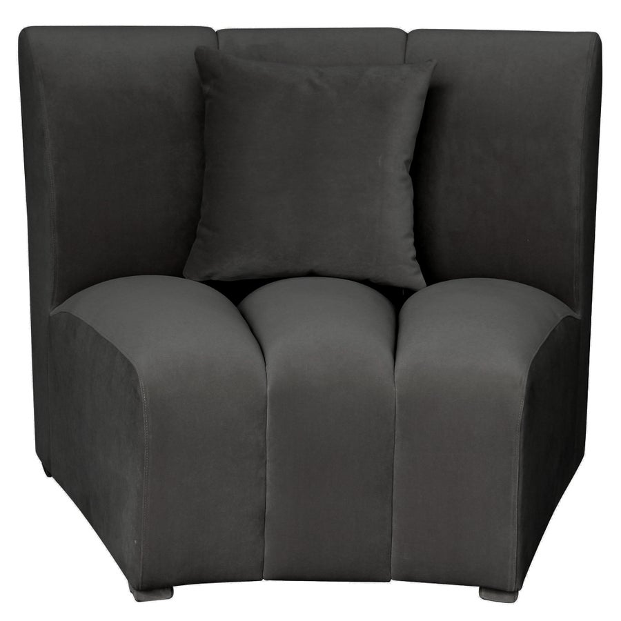 KILLEBREW SECTIONAL BLACK PIECE Black Velvet Fabric on Hardwood Frame