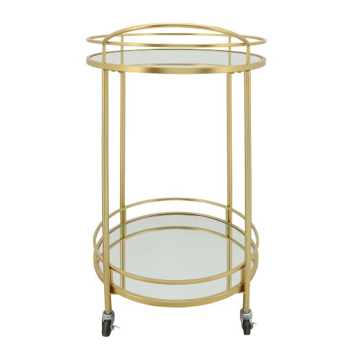 METAL 32"H ROUND 2-LAYERED BAR CART, GOLD