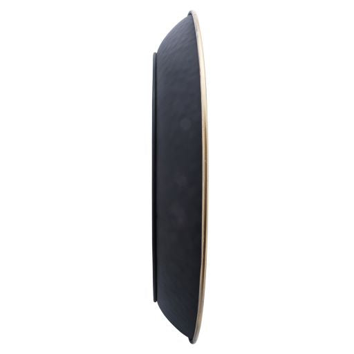 METAL 35" ROUND MIRROR W/ GOLDRIM, BLACK